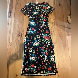 Sezane Pippa Floral Black Midi Dress